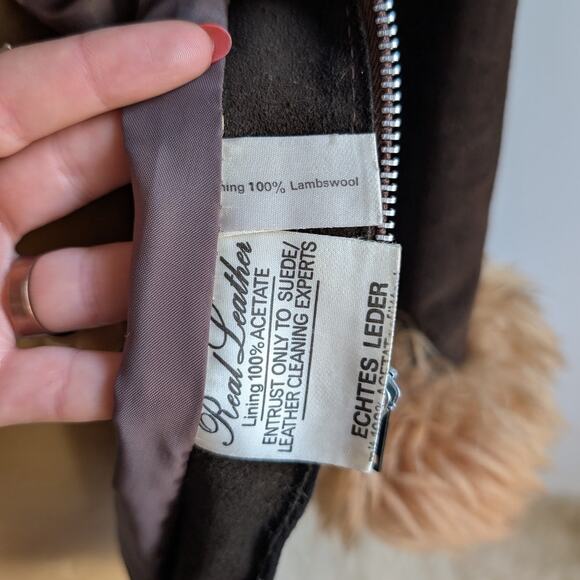 Vintage Brown Suede Penny Lane Jacket Groovy Furry 70s Leather Western Coat Smal - Picture 11 of 11